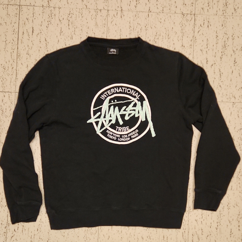 Stussy Embroidered Pullover Crewneck Sweater Vintage Y2K Made In U.s.a